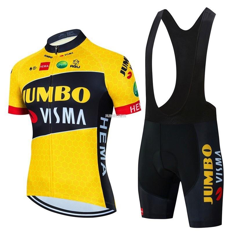 Jumbo-Visma Cycling Jersey Set Short Sleeve Mountain Road Bike Apparel Breathable Quick-Dry Unisex