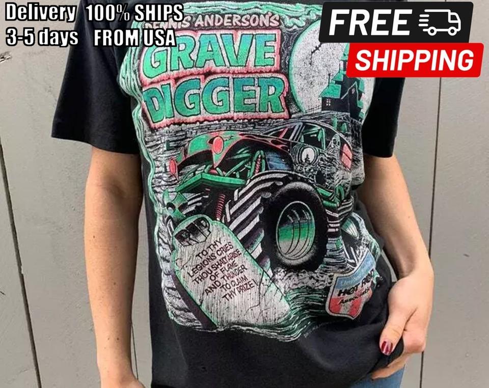 90s 1992 Grave Digger Tshirt Black short sleeve Men Women vtg NH14795 Unisex T-Shirt