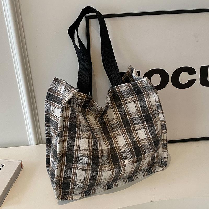 Осенне-зимняя ретро-сумка из шерсти для женщин, новая корейская сумка-тоут, универсальная повседневная сумка большой вместимости на одно плечо для поездок на работу