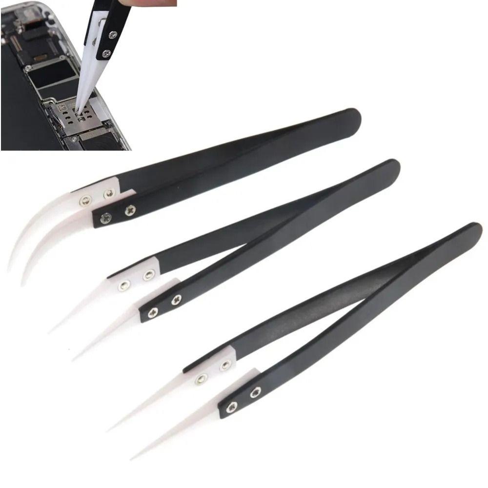 Керамические пинцеты с прямыми/изогнутыми кончиками, антистатические промышленные пинцеты, зажимной инструмент