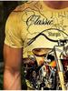 Men'S Digital Print T-Shirt, Motorcycle Digital Print Men'S Short Sleeve T-Shirt, Casual Street Style Top, Casual Wear, Suitable for Motorcycle
