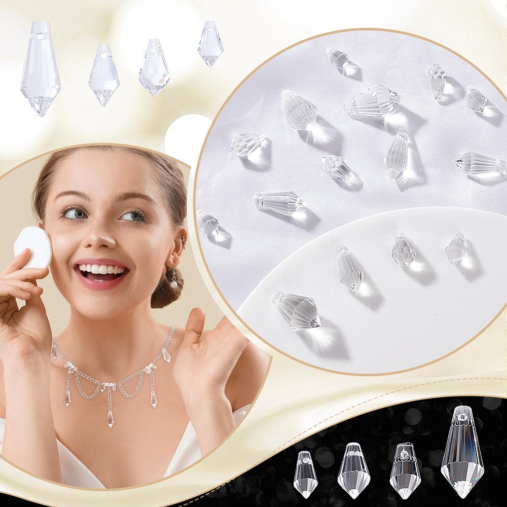 1set 120pcs 4 styles Transparent Glass Beads Bullet Clear 9~20x4~8mm Hole: 0.9~1.2mm 30pcs/style