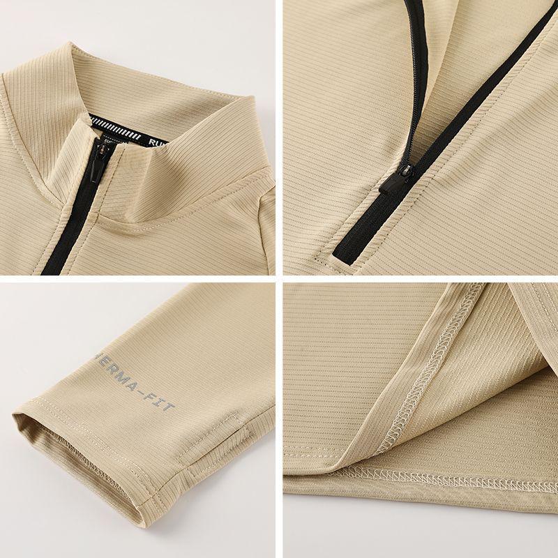 Мужская спортивная толстовка с половиной молнии, быстросохнущая - С длинным рукавом, эластичная, со стойкой, для бега и фитнеса осенью/зимой.