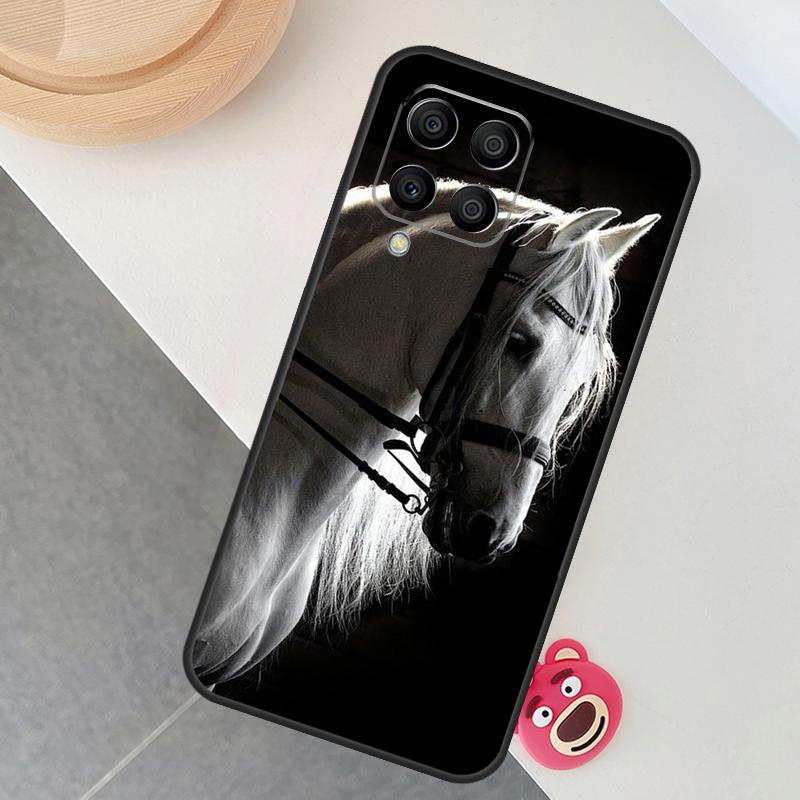 Black White Horse Case For Samsung Galaxy M12 M32 M52 M15 M35 M55 M31 M56 M36 M16 M06 M13 M33 M53 M14 M34 M54