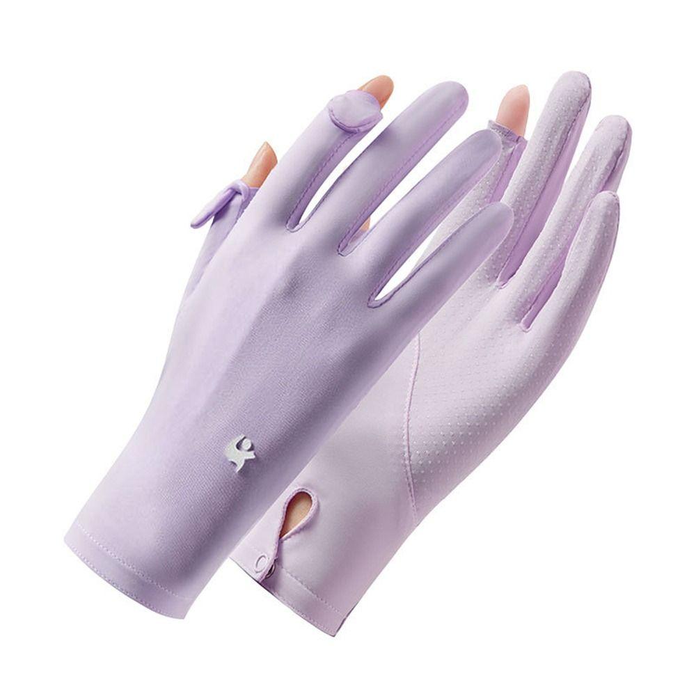 Women Sunscreen Summer Ice Silk Gloves Sun Protection Gloves Anti-UV Gloves Mittens