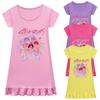 Kids Girls Anime Cartoon K-POP Rumi Zoey Mira Print Pleat Short Sleeve Casual Round Neck Dress