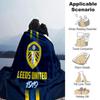 Leeds United Crest Legacy Flannel Blanket, Soft Polyester, Modern Design, All-Season for Camping, Travel, Gifts for holidays or birthdays