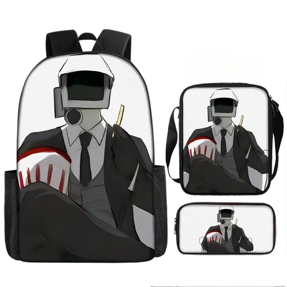 Cartoon Skibidi Toilet Printed Backpack Child Schoolbag Shoulder Bag Pencil Bag