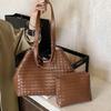2025 Retro Large Capacity Woven Underarm Mother-Child Shoulder Bag