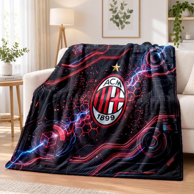 AC Milan Printed Flannel Blanket Warm Comfort Bed Throw For Indoor Home Decoration