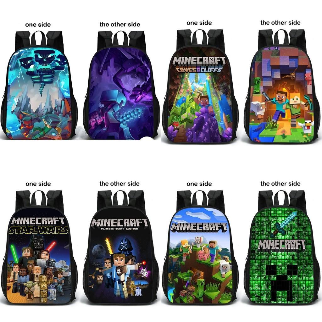 Pattern Minecraft Double Sided Schoolbag Backpack Breathable Bag Gift Fashion