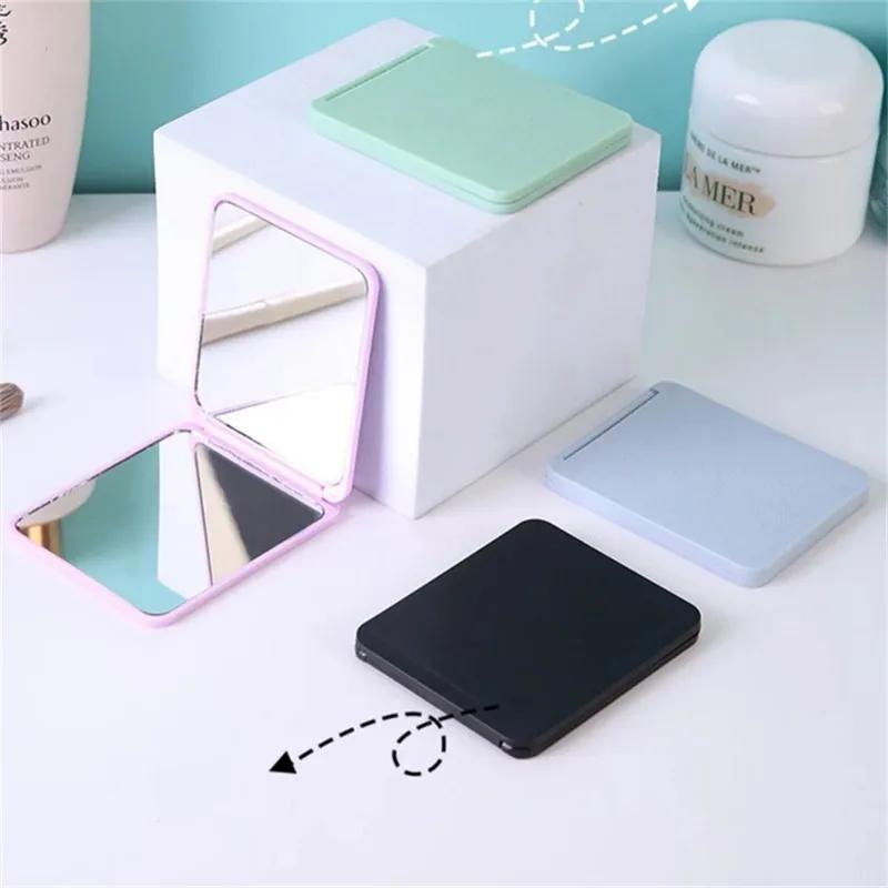 Mirror Foldable Makeup Mirror Portable Double-Sided Mirror Student Dormitory Desktop Small Gift Mini Pocket Mirror Home Decor