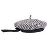 Dior [Excellent Condition/Domestically Authorized] 35DAP910I121 Wool Houndstooth Beret with Ribbon Design Hat 59 Black WhiteUsed