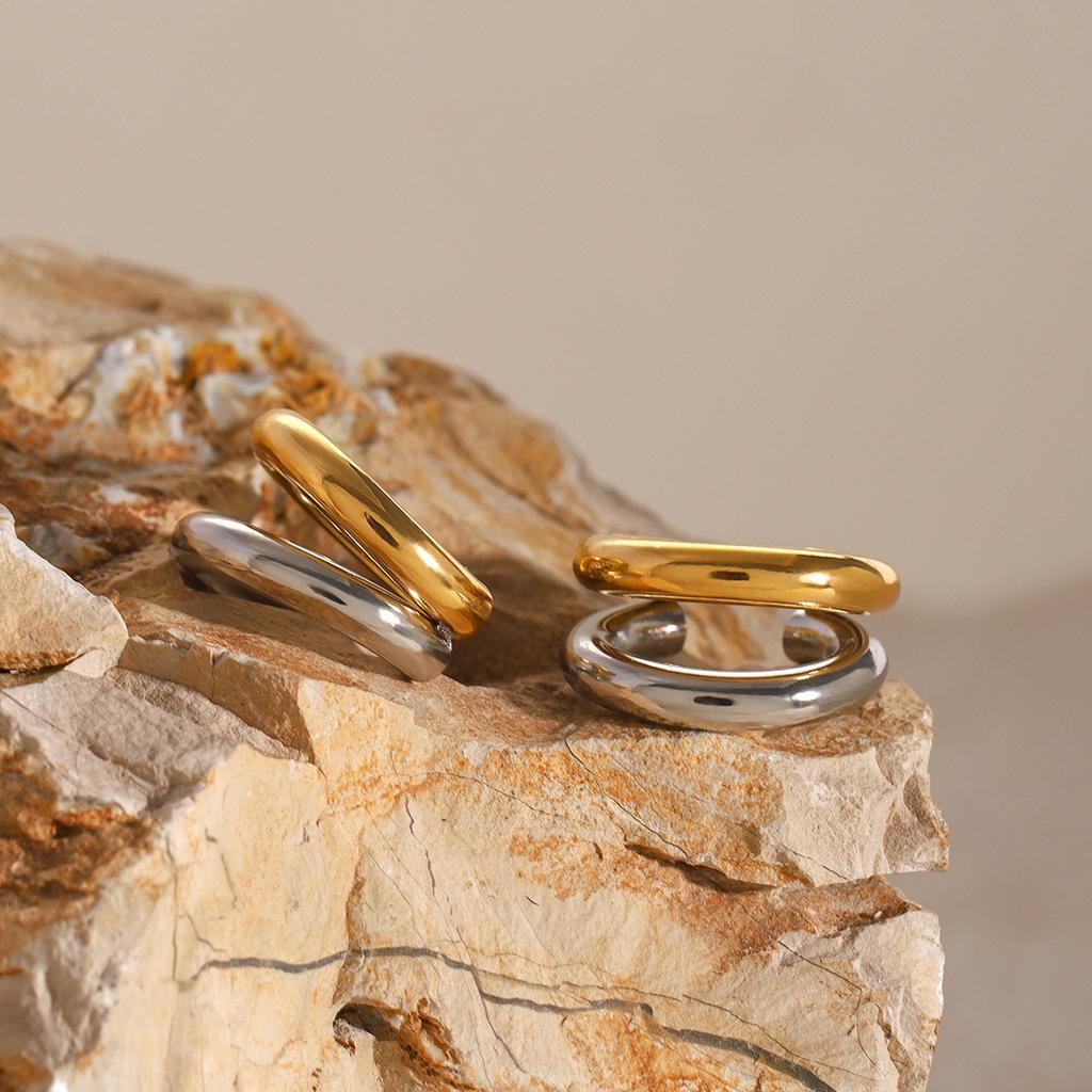 Youthway Водонепроницаемые серьги-клипсы из нержавеющей стали золотого цвета в форме двойной буквы C для женщин, позолоченные, с подвесками, ювелирный подарок