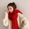 Women Scarf Knitted Solid Color Plain Thickened Soft Keep Warm Comfortable Autumn Winter Adults Long Scarf Shawl for Outdoor