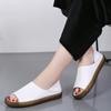 Женские римские сандалии для улицы, повседневные белые кожаные туфли на плоской подошве, летние туфли большого размера с открытым носком для девочек