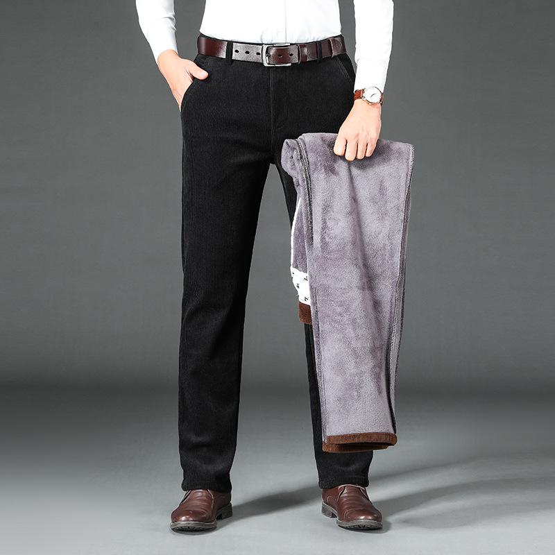 Мужские повседневные деловые брюки из флиса Sea Island Plus Velvet Stretch