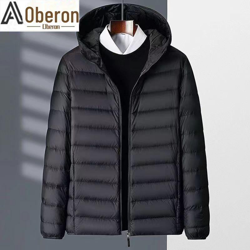 Брендовая мужская легкая куртка из хлопка-пуховика — короткая, повседневная, воротник-стойка, теплое зимнее пальто для людей среднего и пожилого возраста