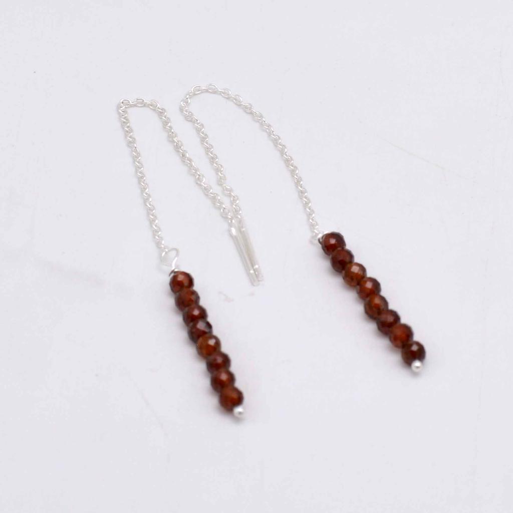 Hassonite 925 Silver Threader Earrings, Natural Gemstone Women Handmade Fringe Earrings