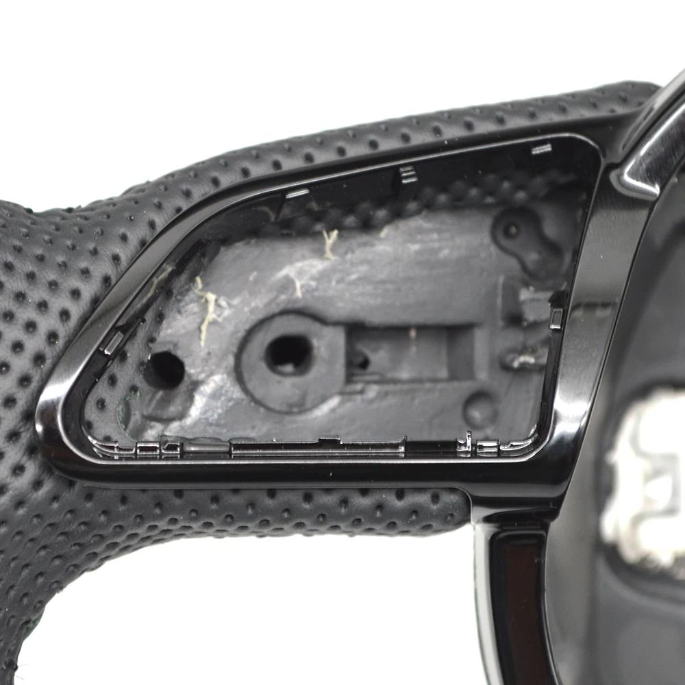 For A4 B8 A3 8V A4 A5 A7 Q3 Q5 Q7 Black Stitched Full Leather Perforated Flat Bottomed Steering Wheel