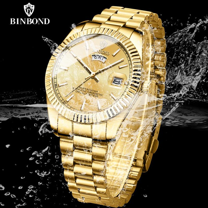 Binbond Top Brand Fashion Sports Men's Watches New Business Waterproof Wristwatch Stainless Steel Men Watch Relogio Masculino