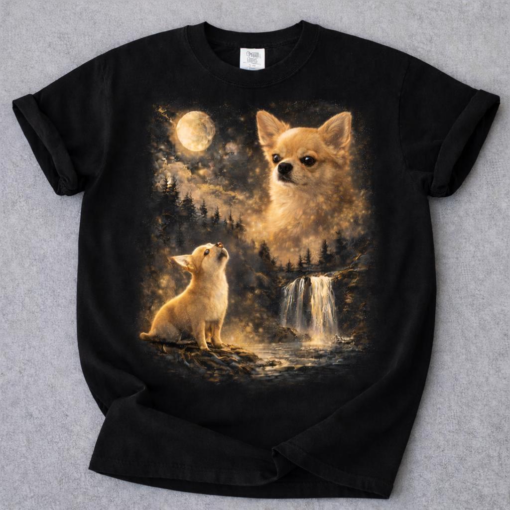 Comfort Colors® Chihuahua Howling to The Moon Shirt, Vintage Moon Animals Tee, Dog Mom Gift