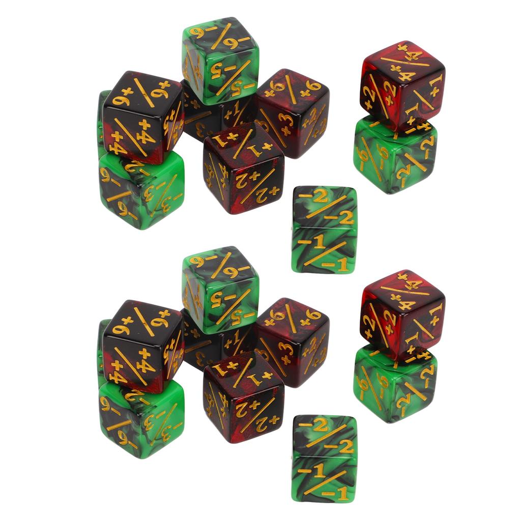 20PCS 16mm 2 Color Dice with Addition and Subtraction Numbers Plastic Six Sided Dice Set for Math Teaching