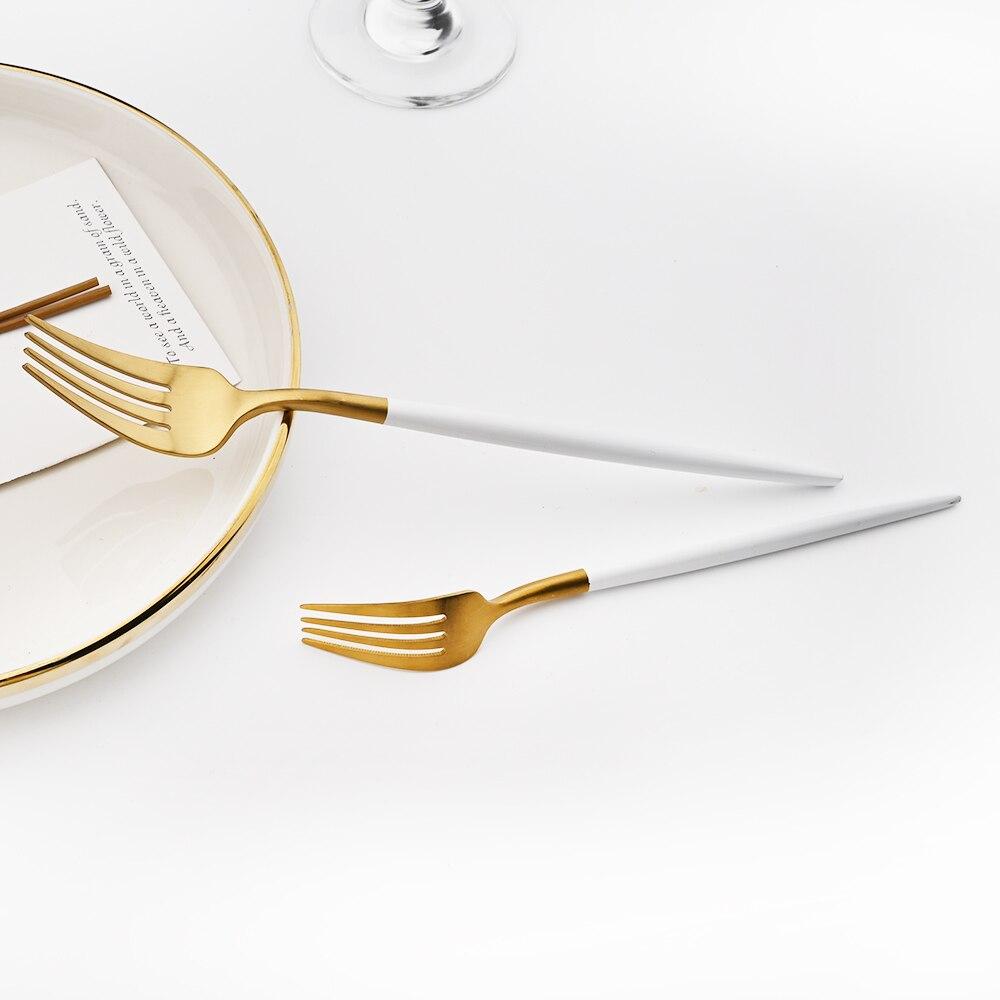 Посуда из белого золота, нож, десертная вилка, кофейные ложки, посуда, нож для масла, вилка для торта, 1 шт., набор столовых приборов из нержавеющей стали 18/10
