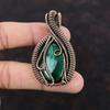 Malachite Gemstone Pendant Copper Wire Wrapped Jewelry Designer Pendant Handmade Pendant Malachite Jewelry Gift For Mom Copper Wire Pendant
