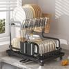 2 Tier Dish Drying Rack Kitchen Organizer Kitchen Countertop Drainer with Drainboard Cups Utensil Cutting Board Holder
