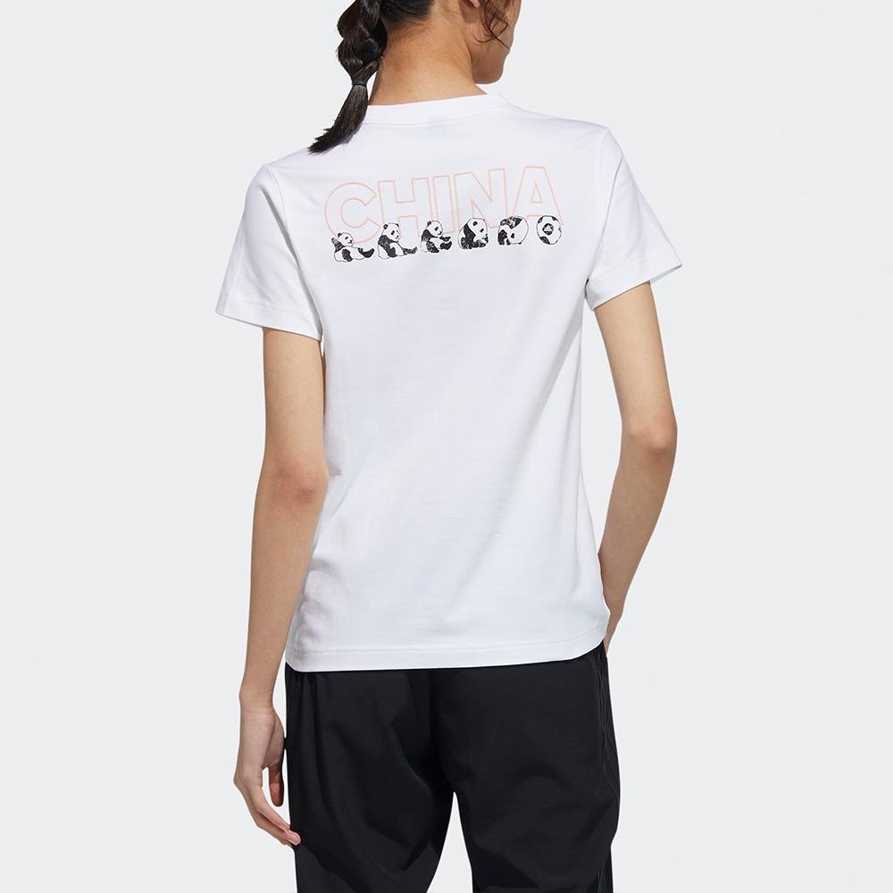 (WMNS) adidas Panda Print Sports T-Shirt Asia Sizing 'White' Women's GP1846