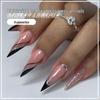 Самые продаваемые 24 штуки французских накладных ногтей с черным краем, полосатыми блестками и стразами