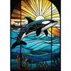 Abstract Sealife Stained Glass Pattern Art Poster Prints Canvas Painting Seahorse Manta Ray Whale Shark Dolphin Home Decor