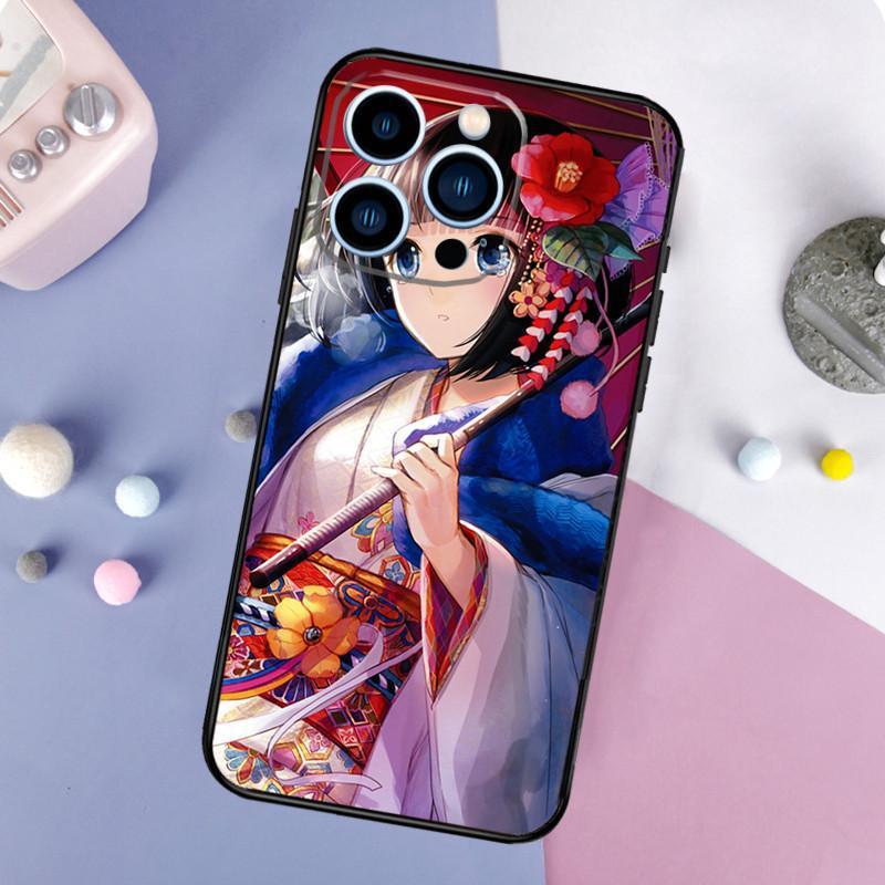 Чехол для мобильного телефона Apple IPhone15, чехол для мобильного телефона с японской анимацией Geisha, защитный чехол от падения с рисунком, защитный чехол для мобильного телефона Huawei