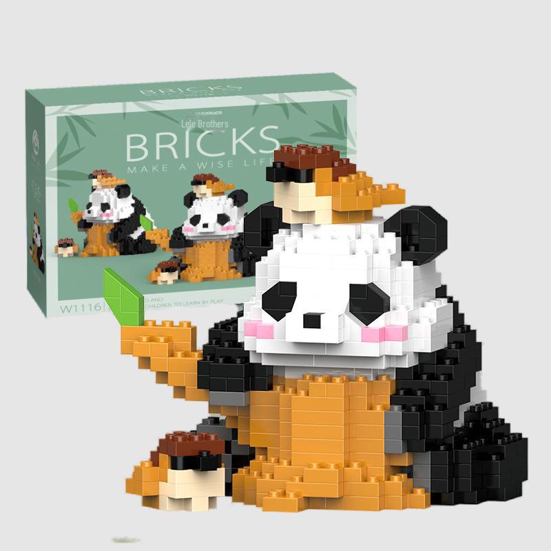Huahua Chinese Panda Building Blocks - Compatible with Lego, Tiny Puzzle Assembly, Decorative Toys