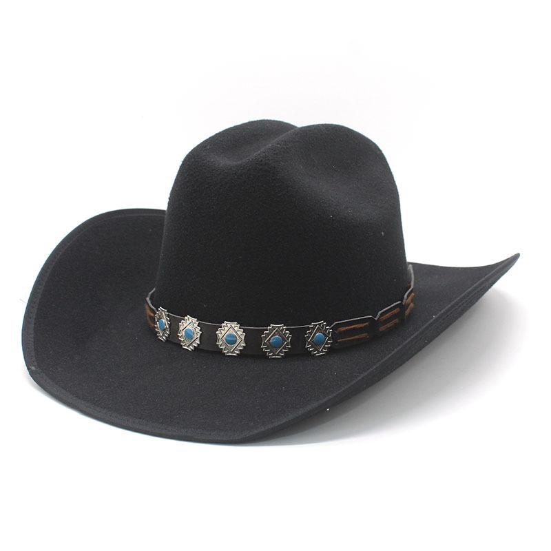 Autumn and winter new hats women's European, American retro woolen western cowboy hats men's and women's versatile fashion big-brimmed top hats