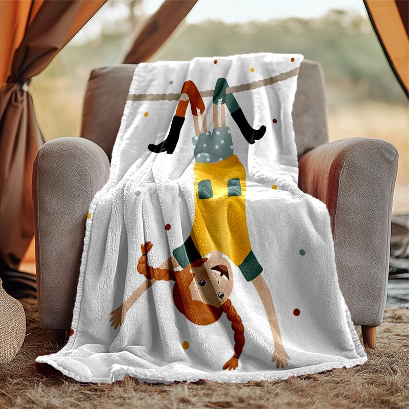 Pippi Flannel Blanket Soft Warm All-Season Throw, Design for Camping, Car Travel, Hiking Sofa, Bed, Office Perfect Gift for Parties
