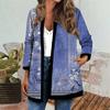 Women's Fall And Winter Fashion Casual Printed Long Sleeve Mid-Length Cardigan Jacket