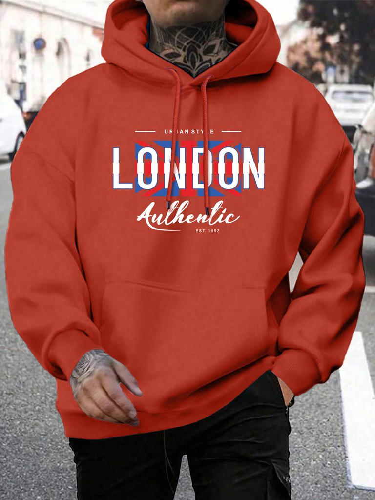 London Letters And National Flag Prints Pullover Man Hoodie Hooded Men Simple S-5xl Tops