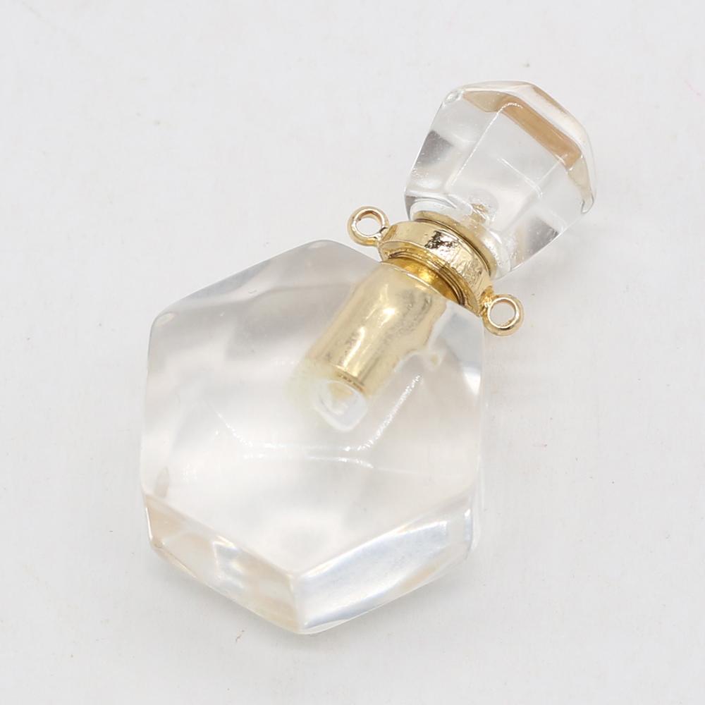 1Pc Unique Perfume Bottle Energy Natural Stone Pendant, Reiki Healing Crystal Charms for DIY Women Necklace Accessories - Jewelry Making Crafts Gifts