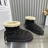 Новые зимние плоские зимние ботинки женские с круглым носком замшевые передние ремни толстая подошва нескользящие износостойкие короткие ботинки