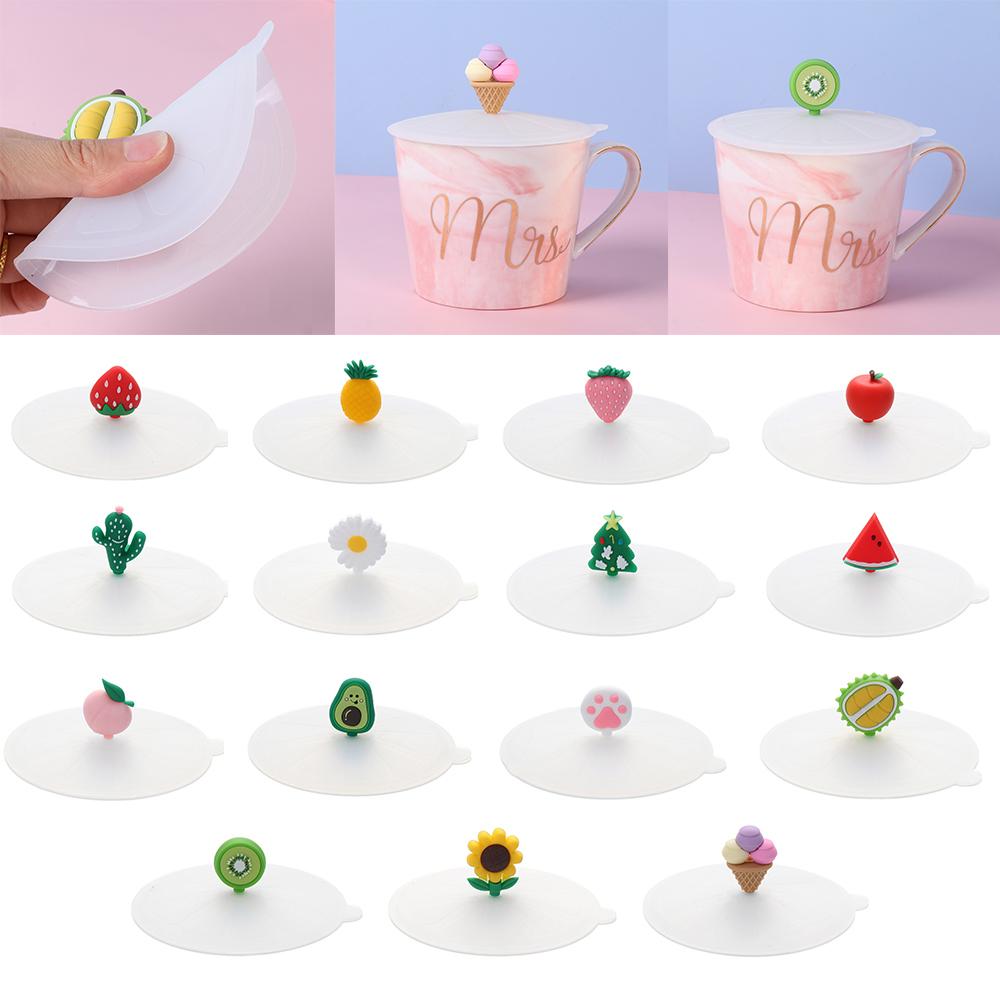 Cute Tea Coffee Lids Reusable Silicone Cup Cover Leakproof Dustproof Suction Cup Cover
