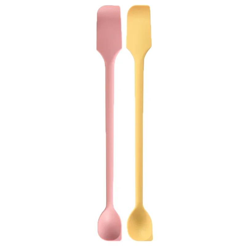 Silicone Spatula Set Double-Headed Scraper Long Hand Stirring Spoon Jam Cream Deep Bottle Spatula Coffee Spoon Party Supplies