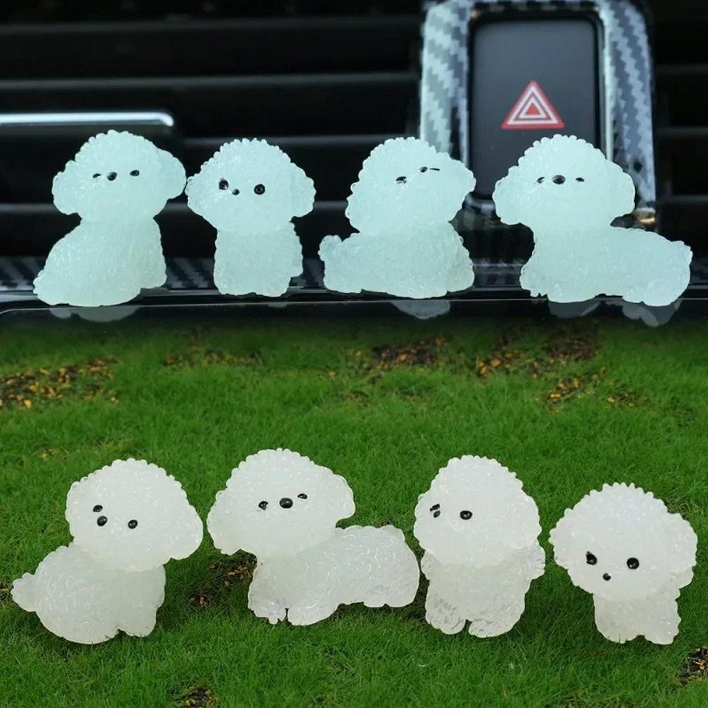 Cartoon Noctilucent Dog Figurines Handmade Micro Landscape Decoration Car Decoration