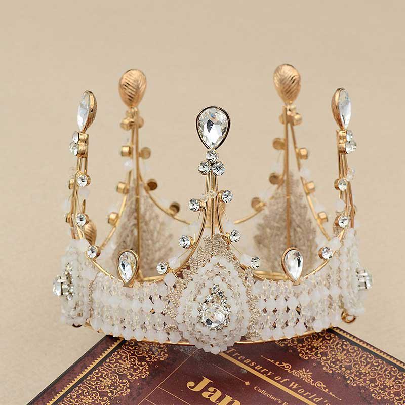 Корона для торта Beaupretty, стразы, бусины, кружевная корона из сплава, топпер для торта, вечерние тиара, украшение для дня рождения, свадьбы, вечеринки
