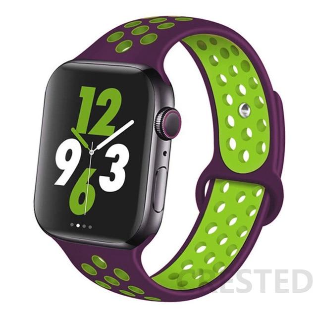 Спортивный силиконовый ремешок для Apple Watch Band 44 мм, 40 мм, 42 мм, 38 мм, 44 мм, дышащий браслет, ремешок для Apple Watch 6 iWatch 5 4 3 se