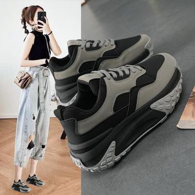 Весна и осень Новые женские спортивные туфли Толстая подошва Завышенная высота Сочетание цветов Универсальная повседневная обувь Женская обувь