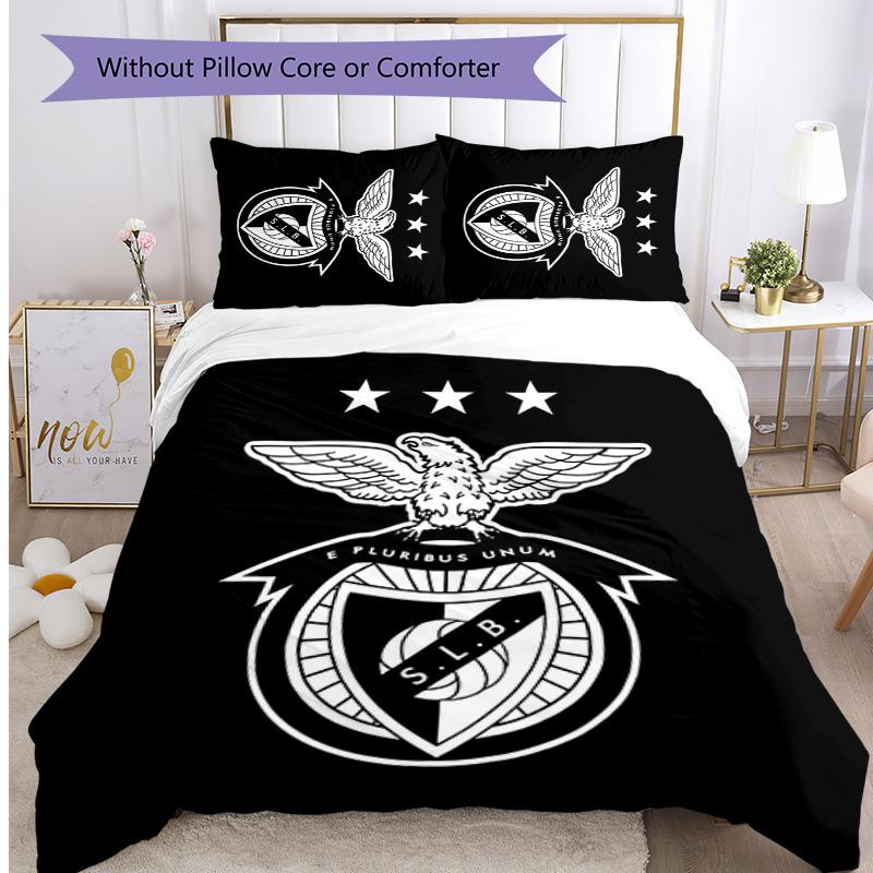 Benfica Pattern Printed 3PCS Bedding Set Soft Skin-Friendly Washable Duvet Cover & Pillowcases Set All Season Bedroom