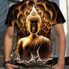Летний буддизм Шакиамуни 3D-принт Футболки Уличная одежда Мужская мода Оверсайз Футболка с коротким рукавом и круглым вырезом Футболки Топы Одежда