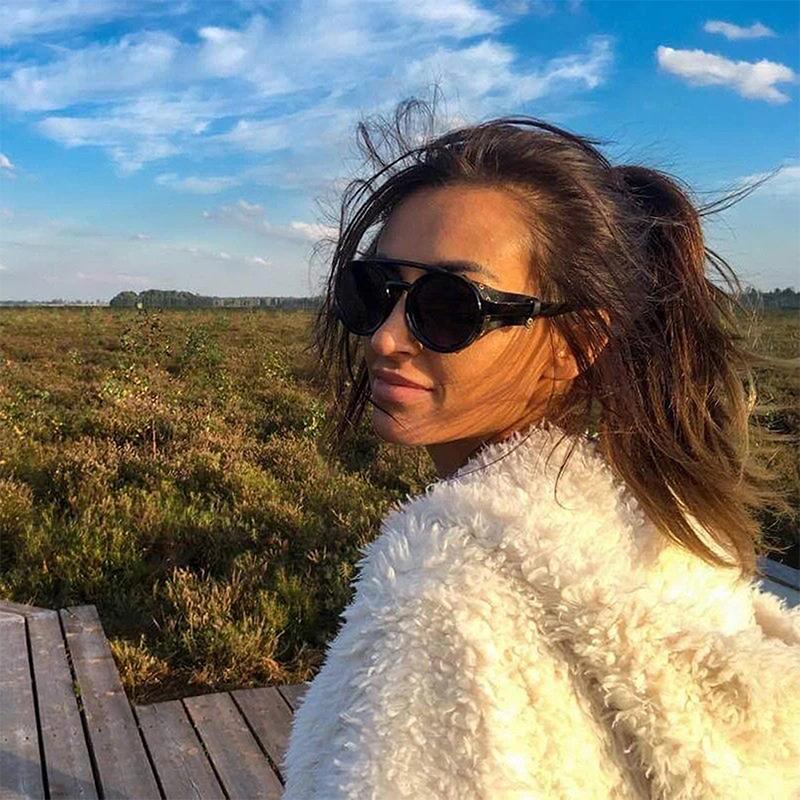 Унисекс Винтажные Стимпанк Солнцезащитные очки Мужские Дизайнерские Дизайнерские Ретро Круглые Кожаные Солнцезащитные очки Стимпанк Уличные Очки Uv400
